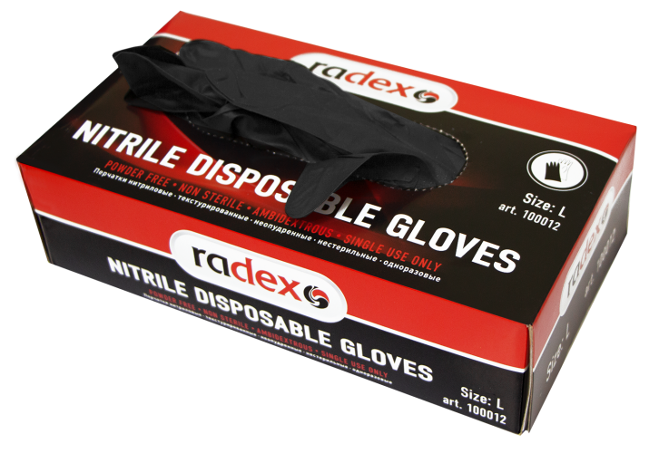 Нитриловые одноразовые перчатки, Black Mamba размер L, 100шт/уп