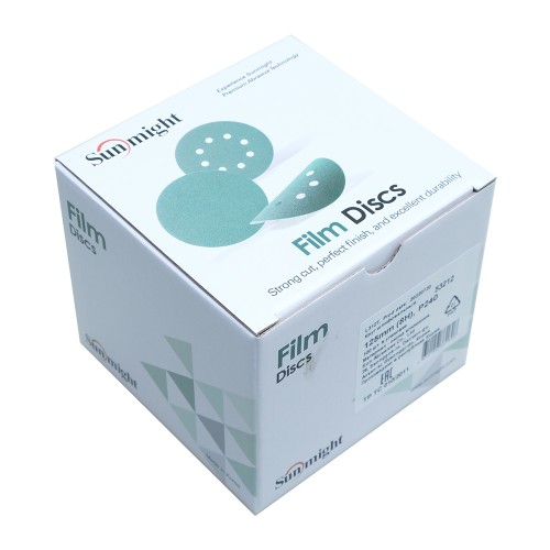 Шлифовальные круги на липучке D-125 мм, 8 отв. SUNMIGHT FILM L312T